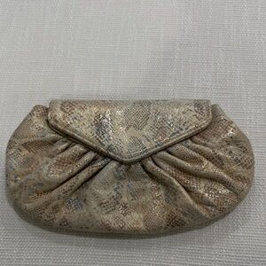 Lauren Merkin Metallic Snakeskin Clutch